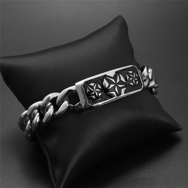 Men's Unique Titanium Steel Floral Bracelet - Rugged Casting Accessory with Hot Wheels Inspiration