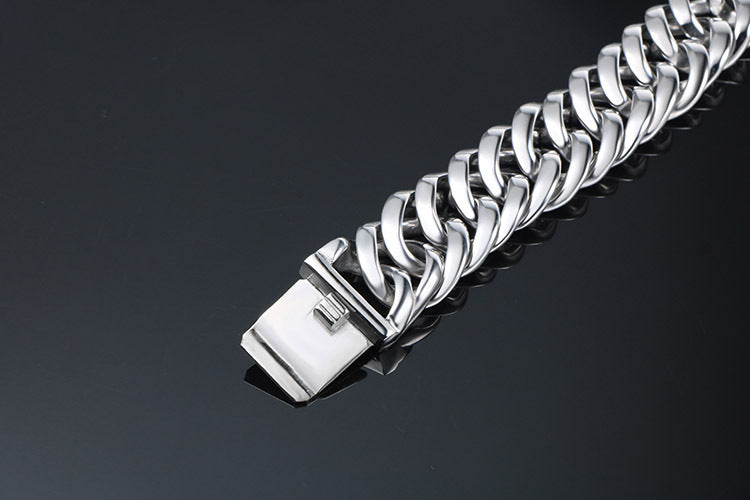 Cross-Border Trendy Titanium Steel Bracelet for Men - Bold Wide Design for the Modern Man