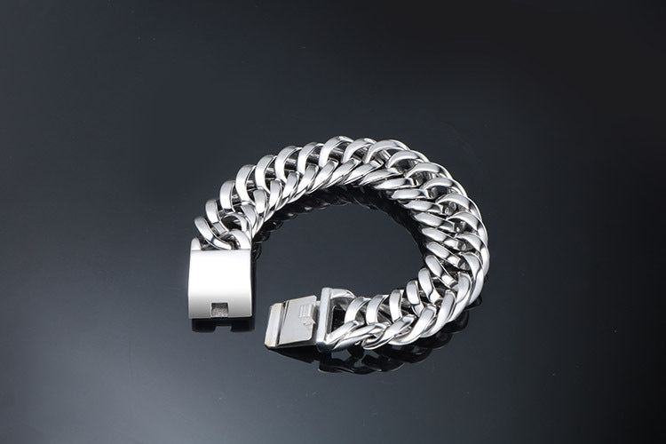 Cross-Border Trendy Titanium Steel Bracelet for Men - Bold Wide Design for the Modern Man