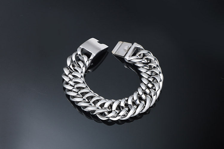 Cross-Border Trendy Titanium Steel Bracelet for Men - Bold Wide Design for the Modern Man