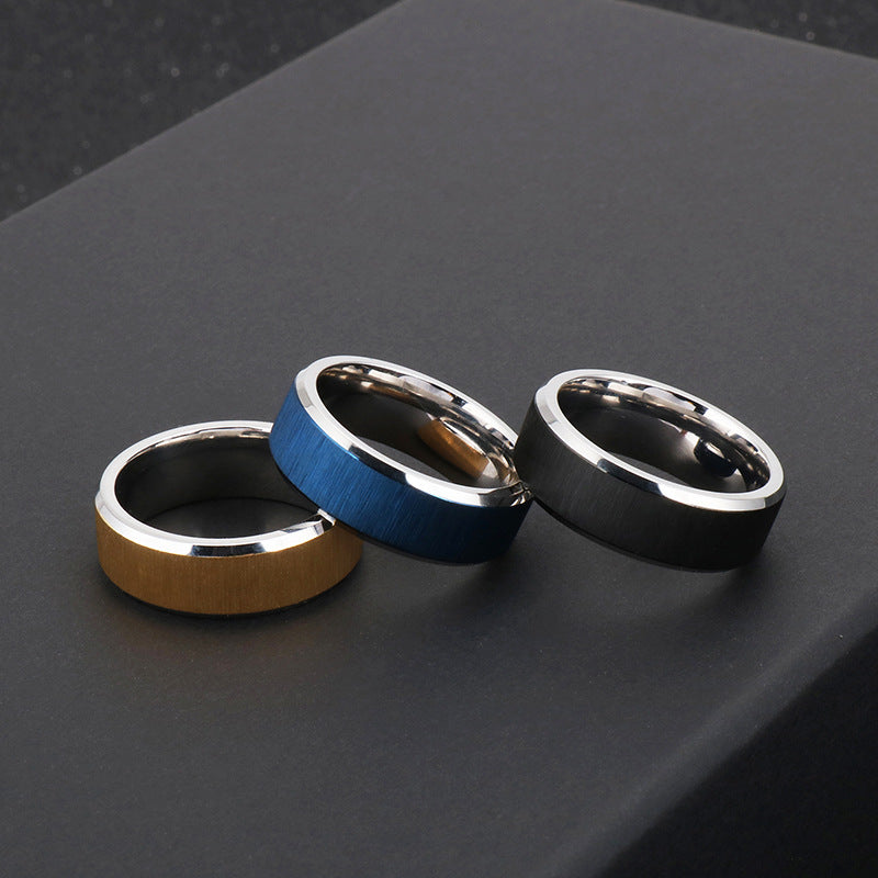 Stylish Stainless Steel Men's Rings - Creative Domineering Titanium Gold Sand Bands