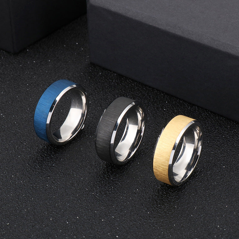 Stylish Stainless Steel Men's Rings - Creative Domineering Titanium Gold Sand Bands