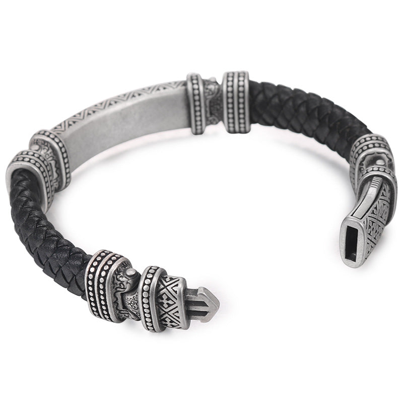 Stylish Titanium Steel Bracelet with Religious Totem Design for Men - Personalized Retro Jewelry