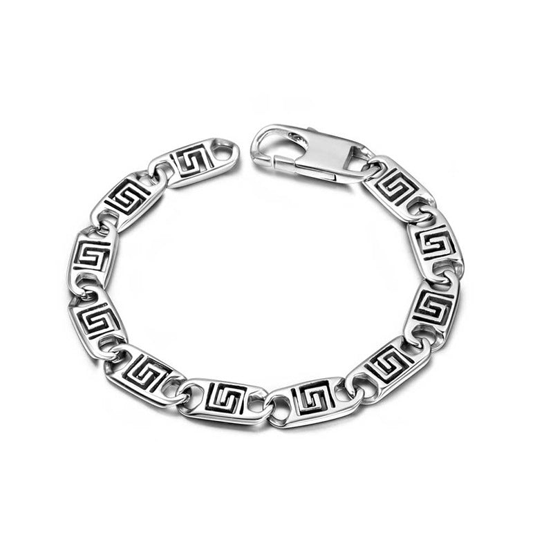 Bold Great Wall Design Titanium Steel Bracelet for Men - Trendsetting Japanese and Korean Nightlife Jewelry