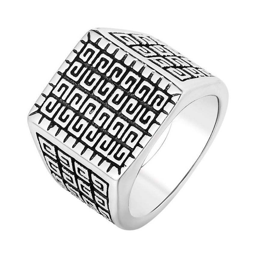 Men's Titanium Steel Ring with Great Wall Pattern