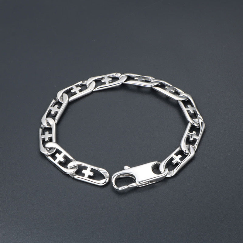 Stylish Titanium Steel Hipster Cross Bracelet for Men - European and American Punk Accessory