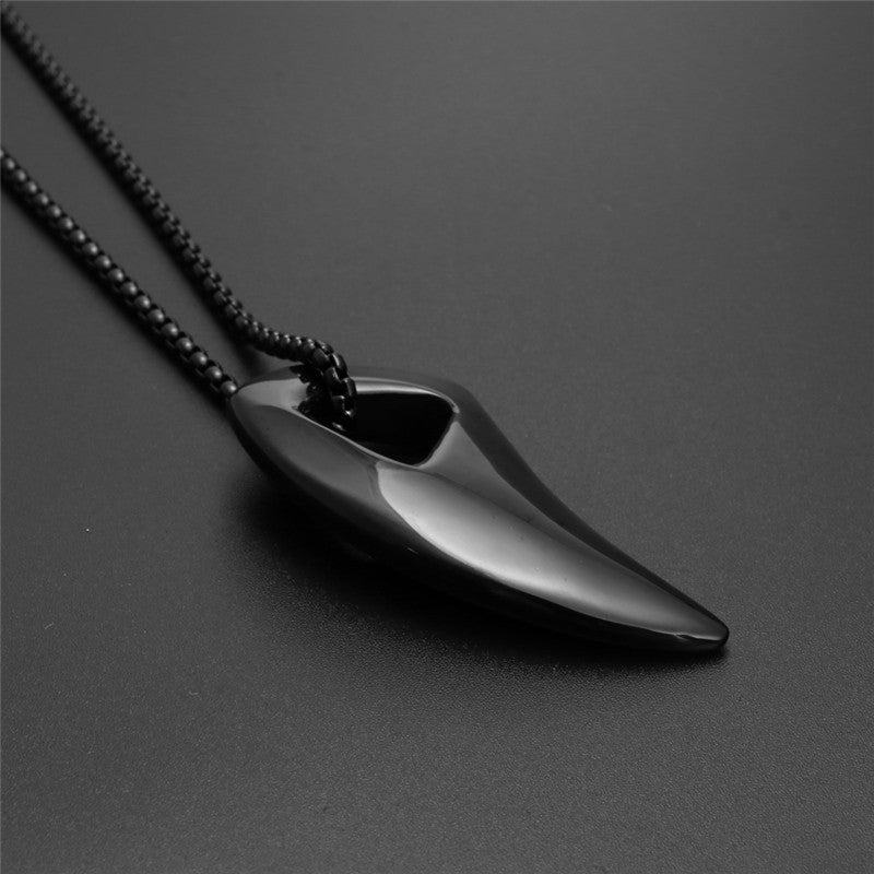 Titanium Steel Wolf Tooth Pendant Necklace - Trendy Stainless Steel Tiger Tooth Jewelry for Men, Perfect Christmas Gift