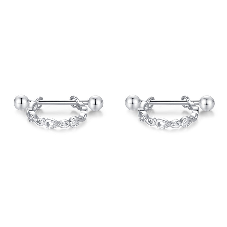 Unlimited Love Sterling Silver Earrings with Instagram Red Wind Screw Buckle