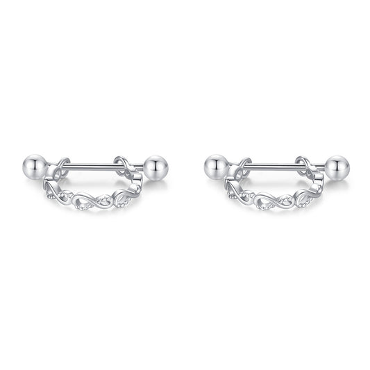 Unlimited Love Sterling Silver Earrings with Instagram Red Wind Screw Buckle