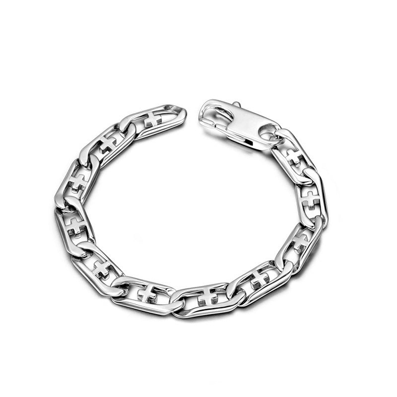 Stylish Titanium Steel Hipster Cross Bracelet for Men - European and American Punk Accessory