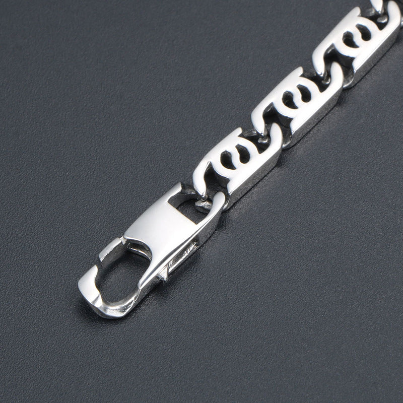 Sleek Titanium Steel Chain Bracelet for Men - Modern Glossy Hip-Hop Jewelry