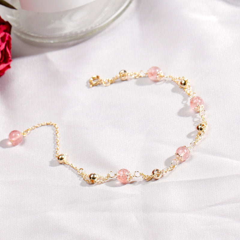 Strawberry Crystal Beaded Transit Bracelet for Women - Fortune's Favor Collection