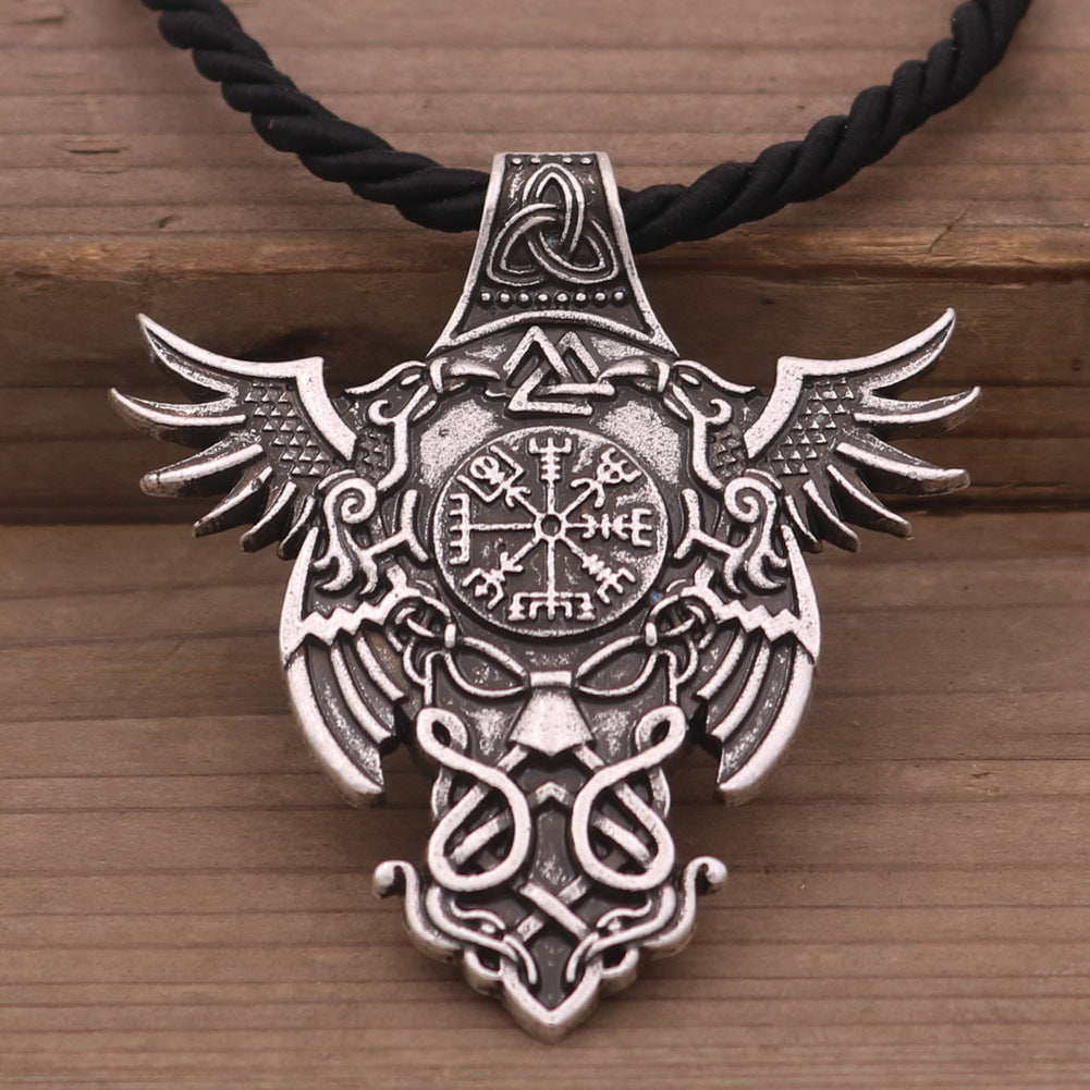 Viking Pirate Odin Rune Alloy Necklace Pendant for Men - Nordic Legend Collection