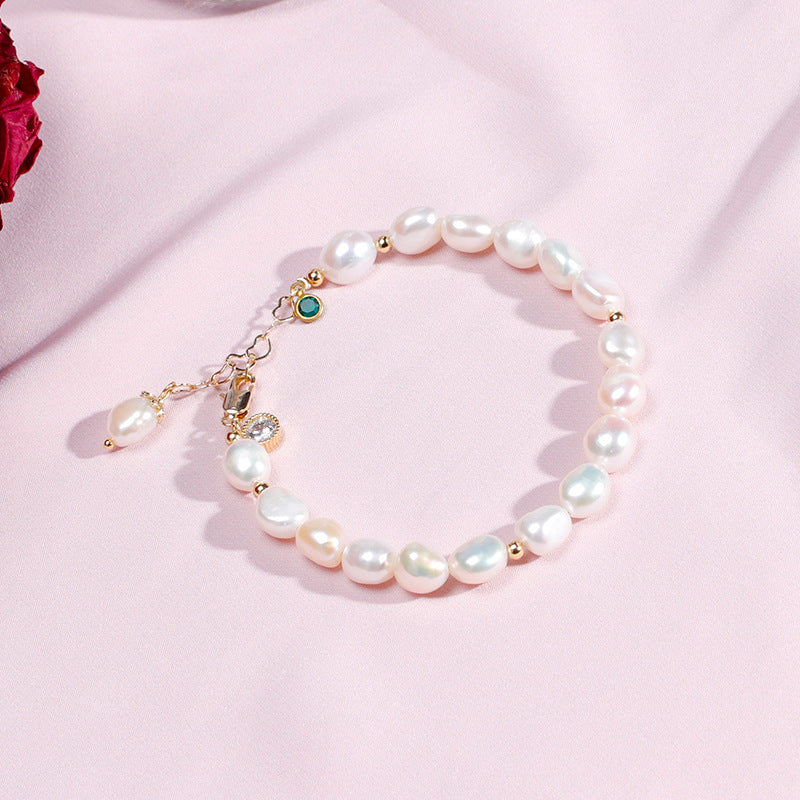 Elegant 14k Gold Plated Baroque Freshwater Pearl Bracelet