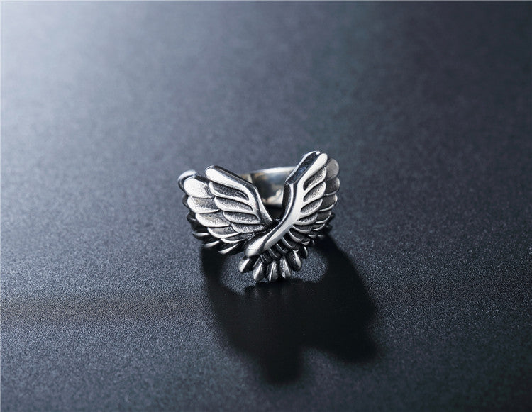 Personalized Retro Angel Wings Titanium Steel Ring