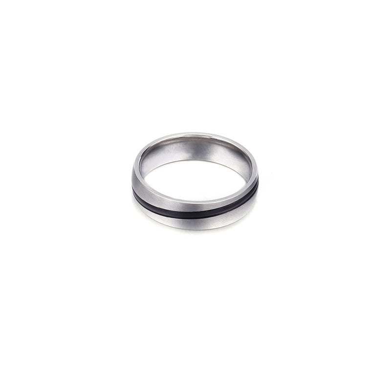 Men's Black Flat Titanium Steel Ring - Simple Stainless Steel Jewelry for Wholesale