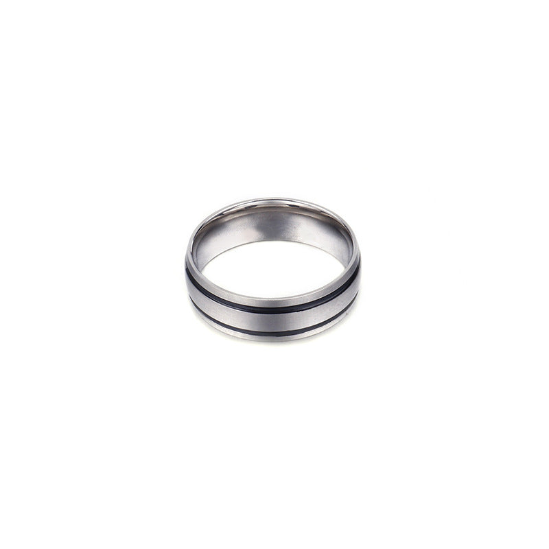 Men's Black Flat Titanium Steel Ring - Simple Stainless Steel Jewelry for Wholesale