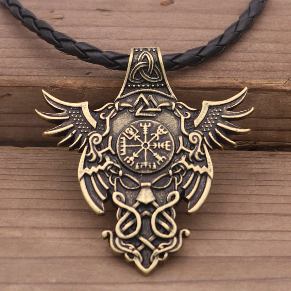 Viking Pirate Odin Rune Alloy Necklace Pendant for Men - Nordic Legend Collection