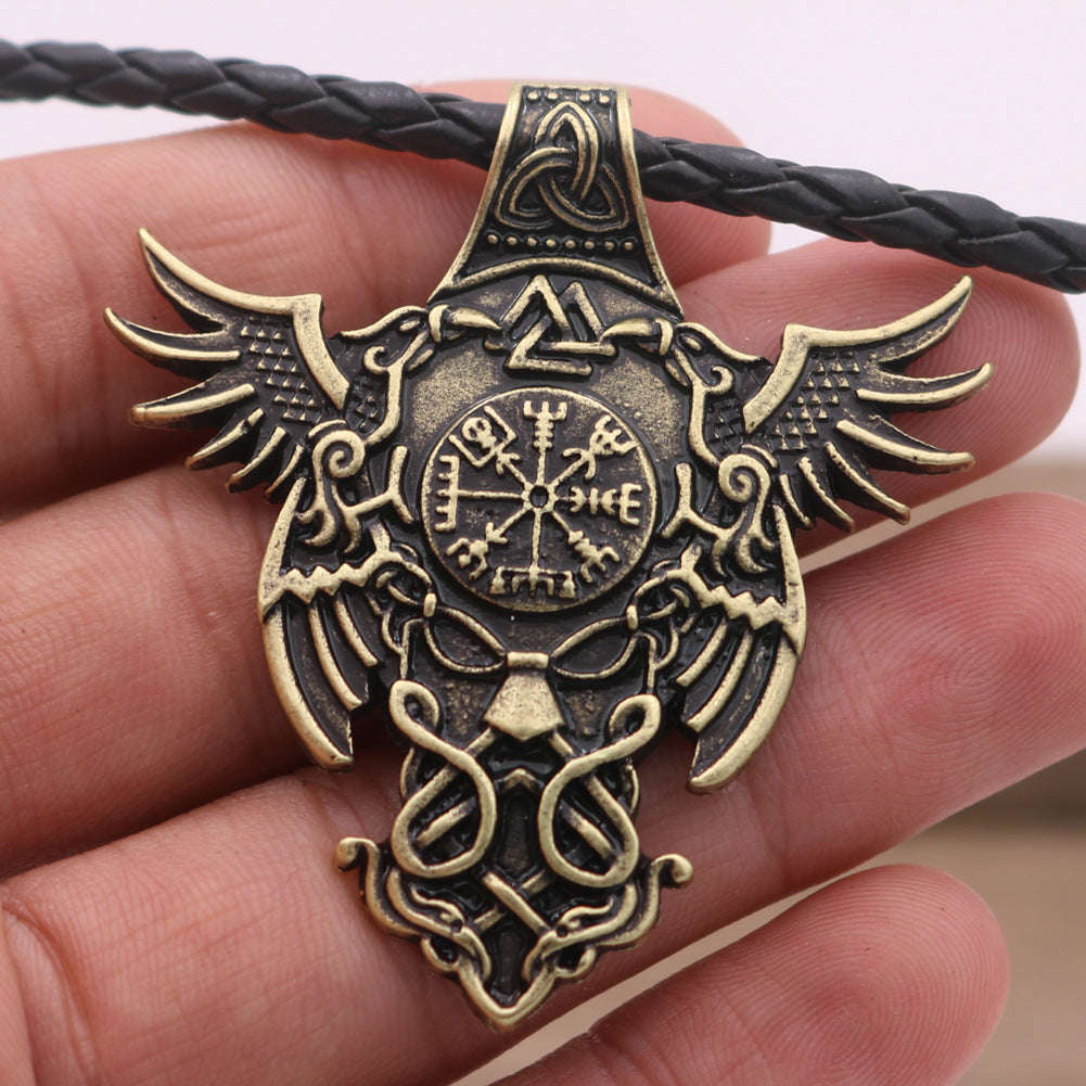 Viking Pirate Odin Rune Alloy Necklace Pendant for Men - Nordic Legend Collection