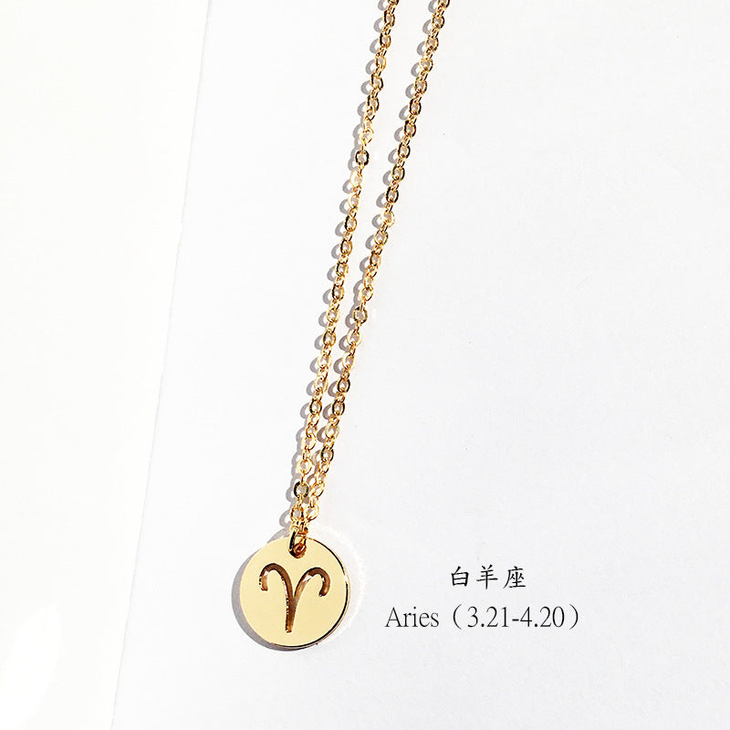 Zodiac Sign Necklace with Creative Design and Copper Pendant