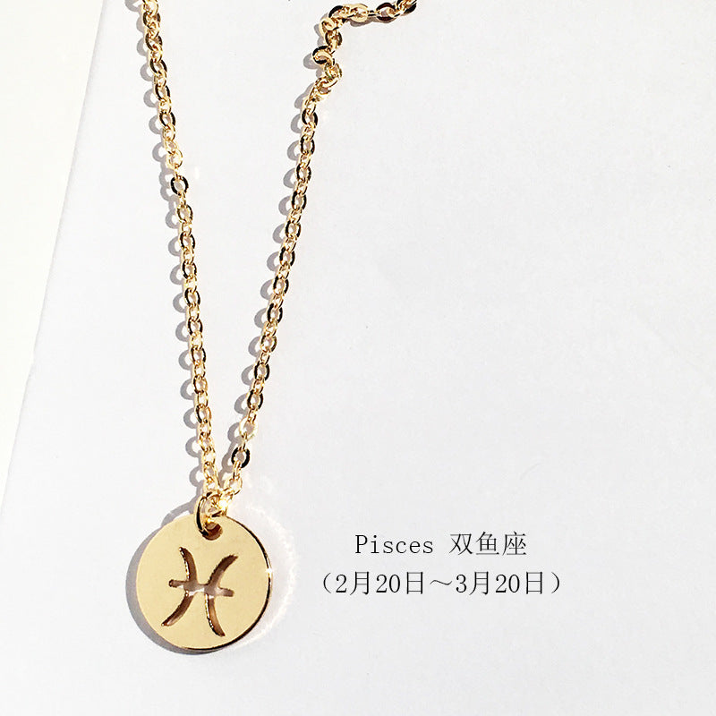 Zodiac Sign Necklace with Creative Design and Copper Pendant