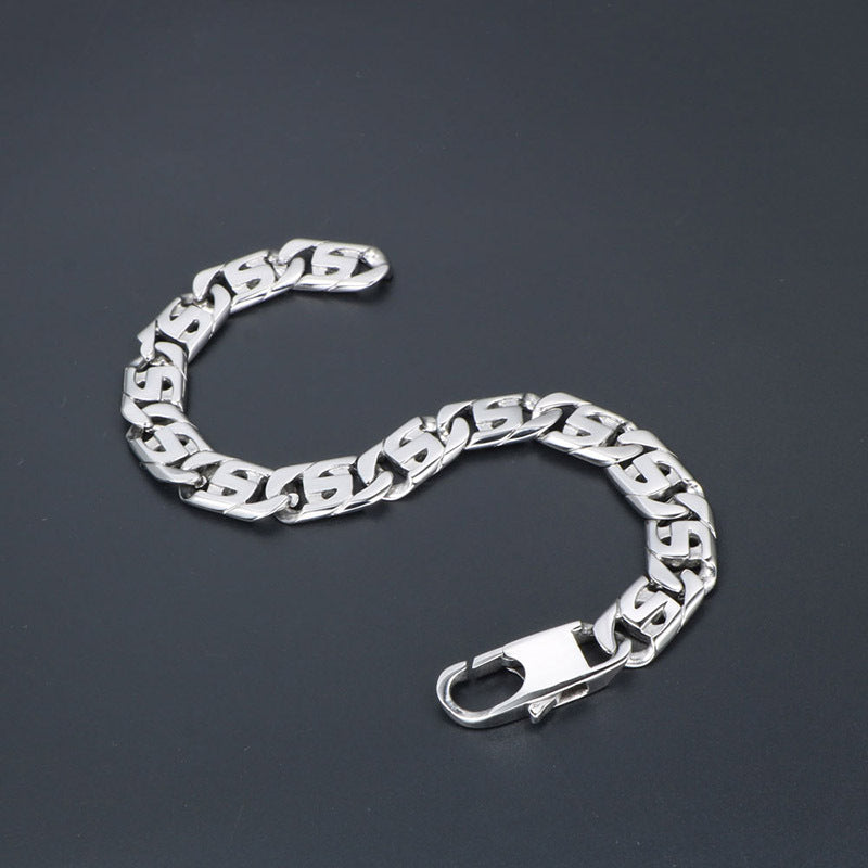 Sleek S-Shaped Titanium Steel Punk Bracelet for Men - Trendy Nightclub Jewelry