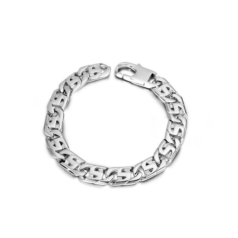 Sleek S-Shaped Titanium Steel Punk Bracelet for Men - Trendy Nightclub Jewelry