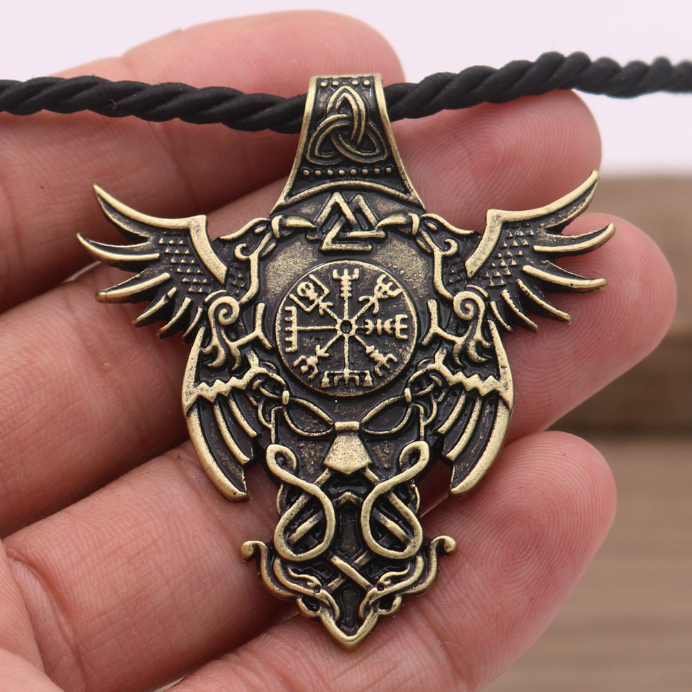 Viking Pirate Odin Rune Alloy Necklace Pendant for Men - Nordic Legend Collection