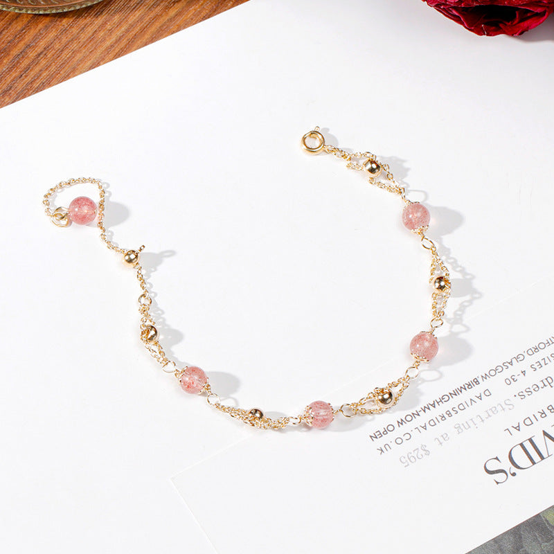 Strawberry Crystal Beaded Transit Bracelet for Women - Fortune's Favor Collection