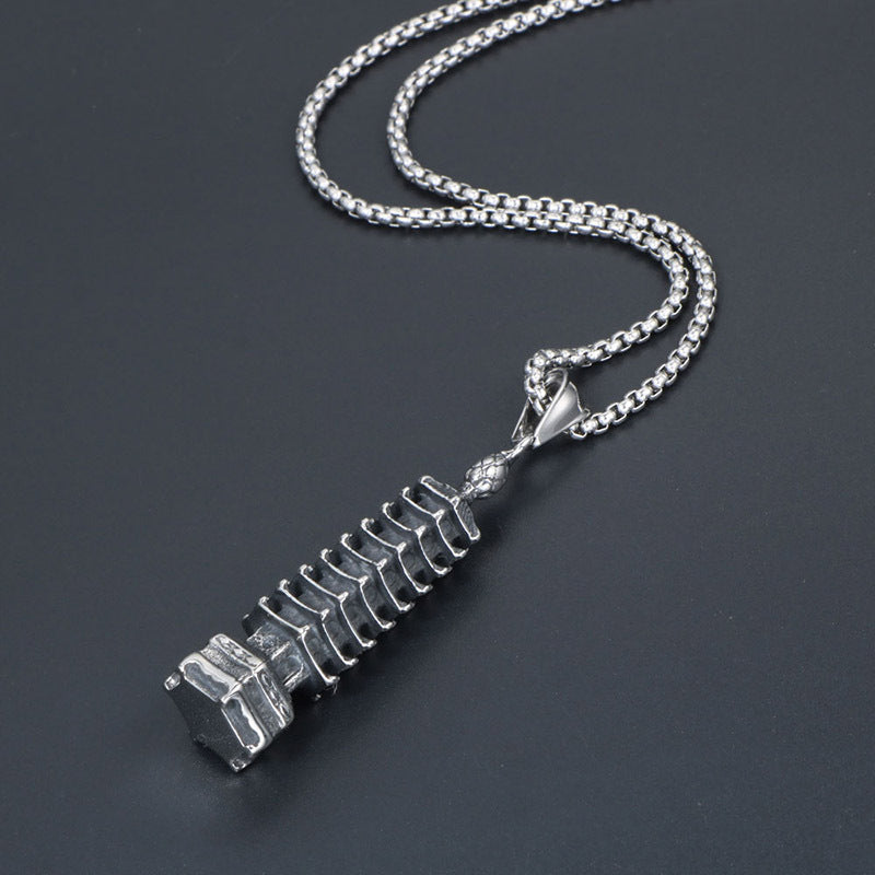 Vintage Custom Pagoda Men's Necklace, Stylish Antique Titanium Steel Pendant, Unique Men's Jewelry