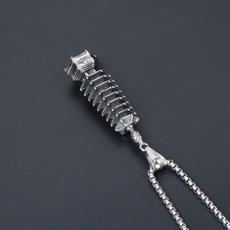 Vintage Custom Pagoda Men's Necklace, Stylish Antique Titanium Steel Pendant, Unique Men's Jewelry