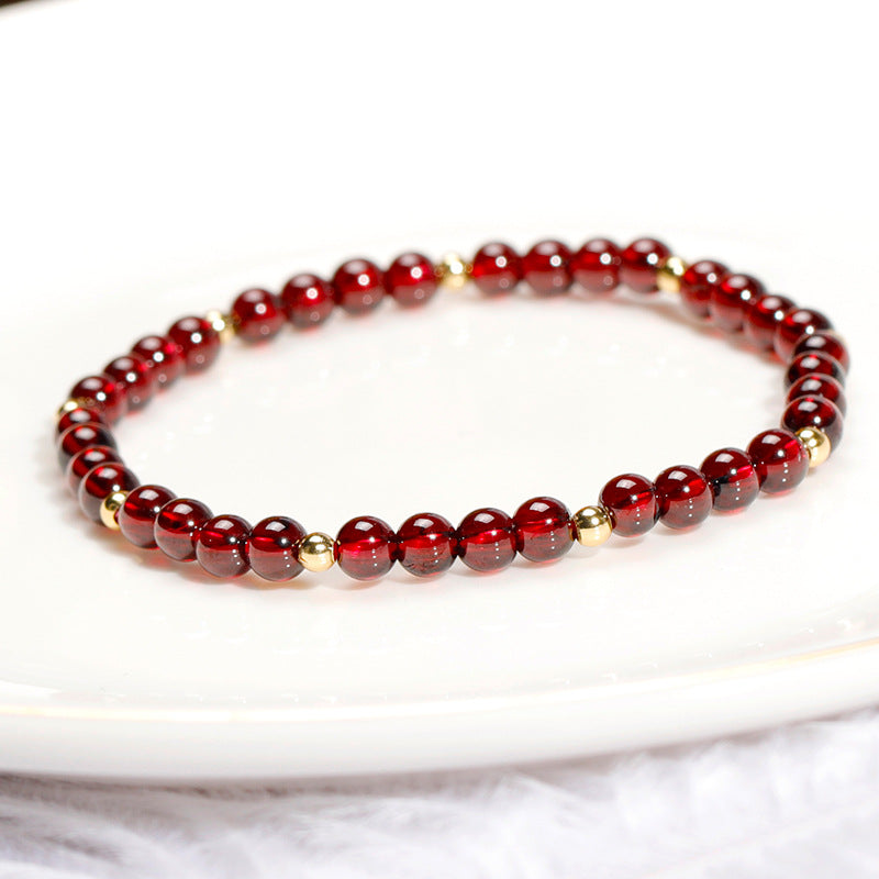 Exquisite Garnet Crystal Bracelet Set - Sterling Silver Fashion Jewelry