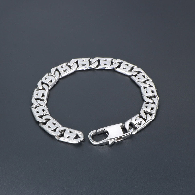 Sleek S-Shaped Titanium Steel Punk Bracelet for Men - Trendy Nightclub Jewelry