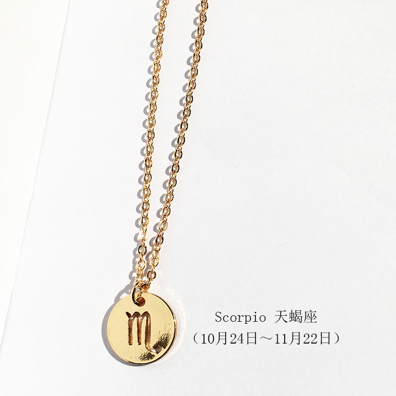 Zodiac Sign Necklace with Creative Design and Copper Pendant