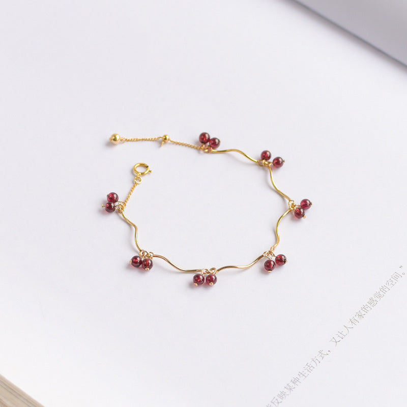 Garnet, Tourmaline, and Moonstone Crystal Bracelet