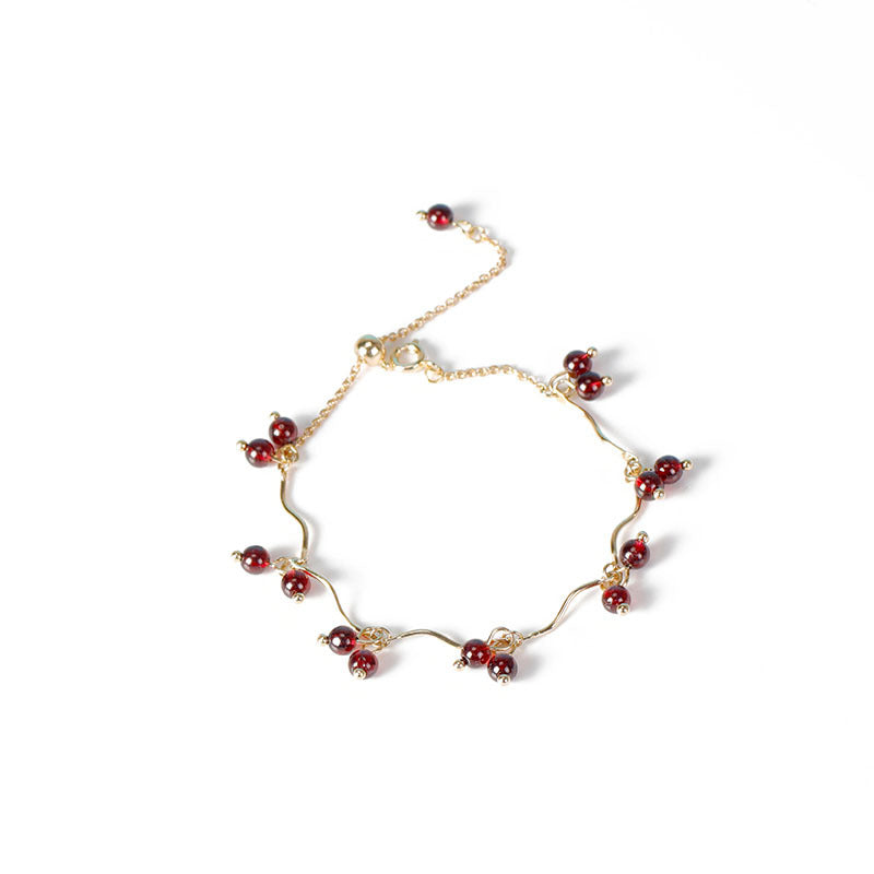 Garnet, Tourmaline, and Moonstone Crystal Bracelet