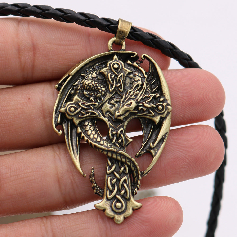 Guardian Viking Totem Dragon Wing Metal Necklace - Norse Legacy