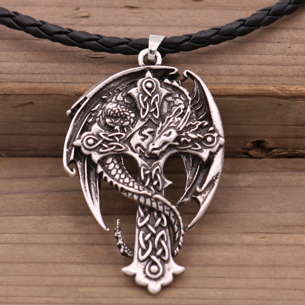 Guardian Viking Totem Dragon Wing Metal Necklace - Norse Legacy