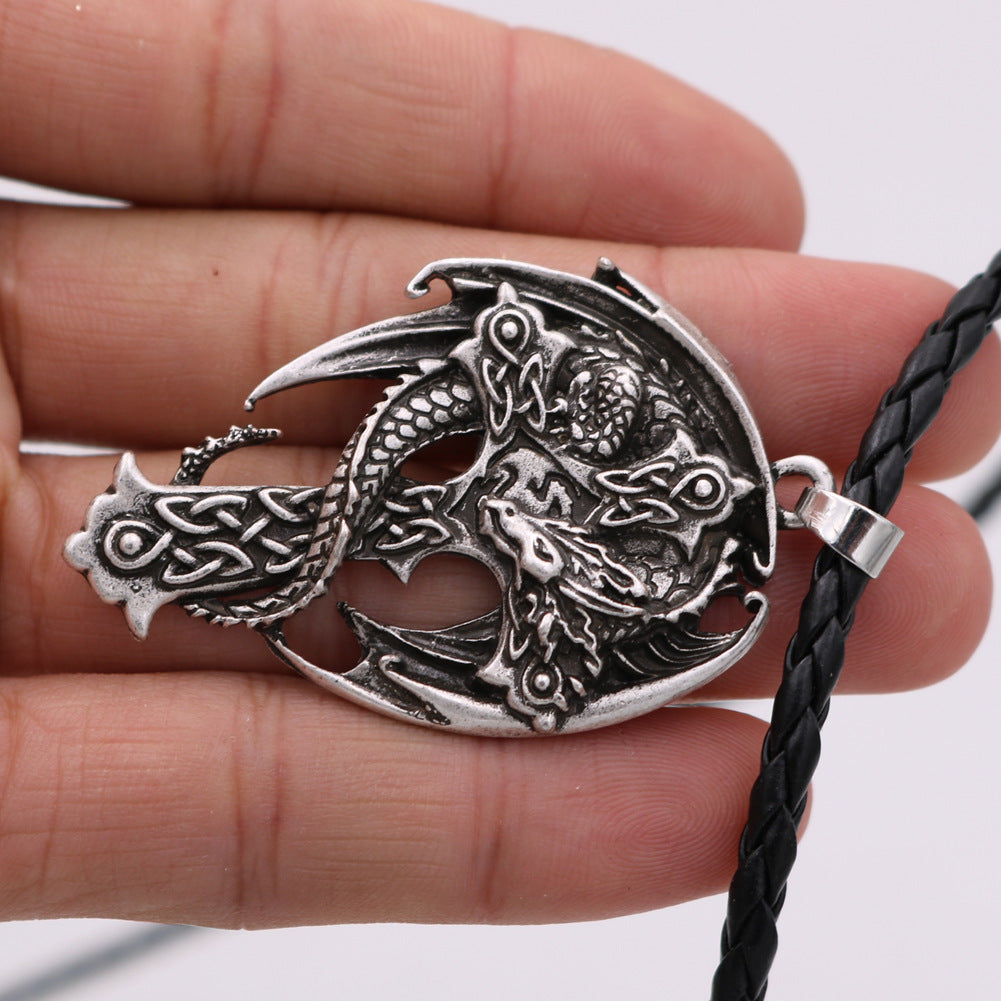 Guardian Viking Totem Dragon Wing Metal Necklace - Norse Legacy