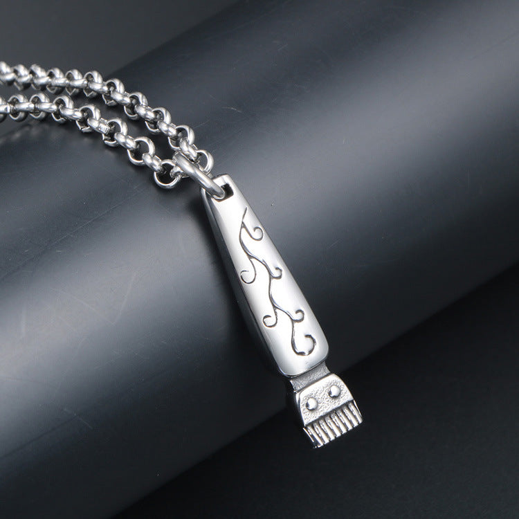 Retro Punk Titanium Steel Razor Pendant Necklace for Men