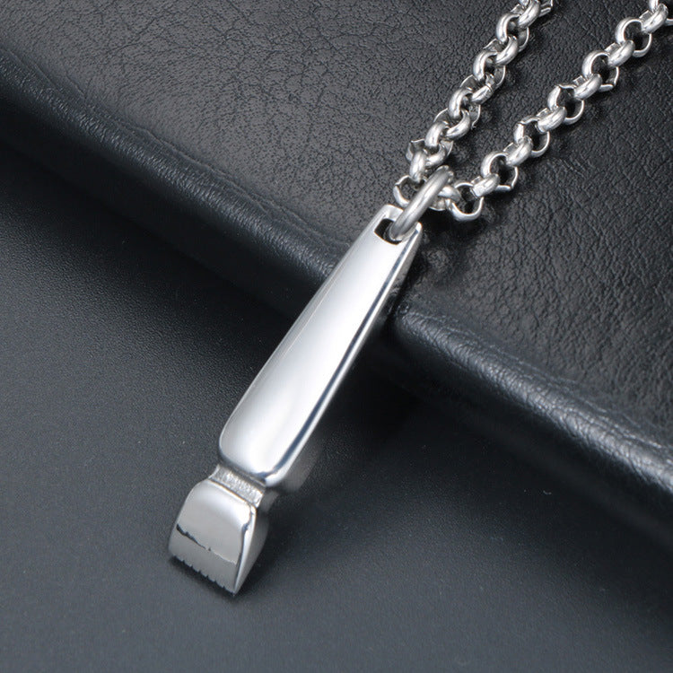 Retro Punk Titanium Steel Razor Pendant Necklace for Men