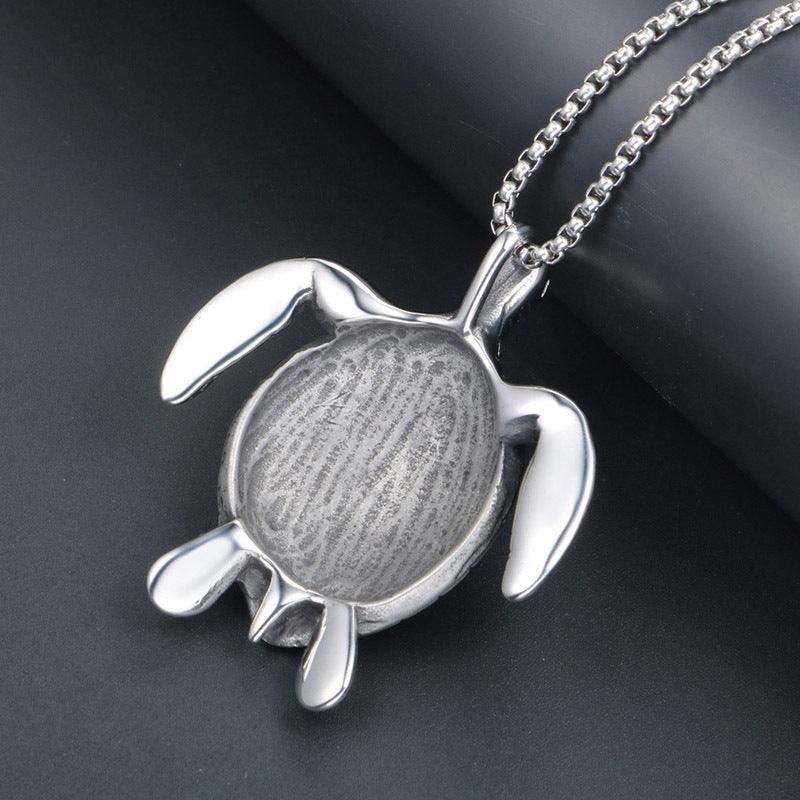 Unisex Titanium Steel Turtle Pendant Necklace - A Symbol of Longevity from Planderful Everyday Genie Collection