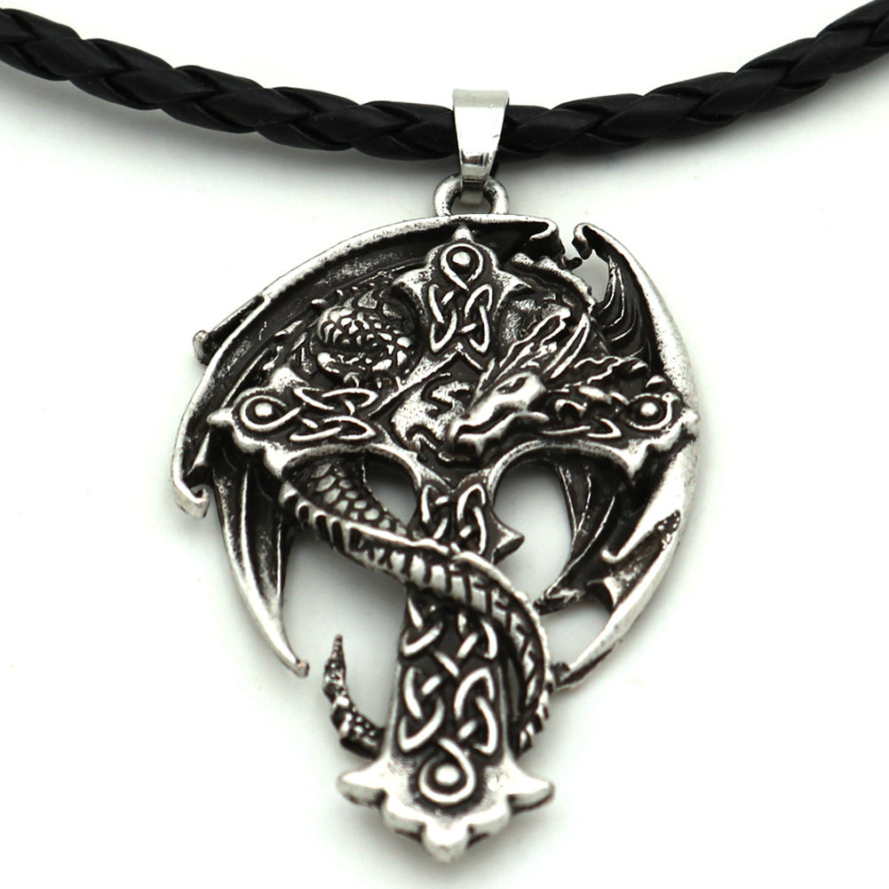 Guardian Viking Totem Dragon Wing Metal Necklace - Norse Legacy