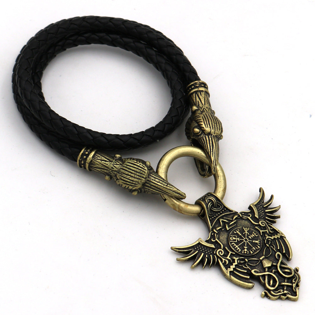 Legendary Viking Amulet Necklace with Odin Pendant - European and American Fashion Accessory for Men