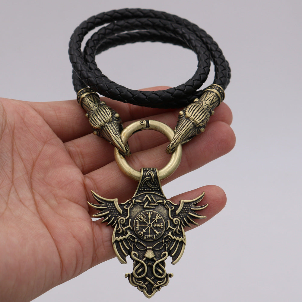 Legendary Viking Amulet Necklace with Odin Pendant - European and American Fashion Accessory for Men