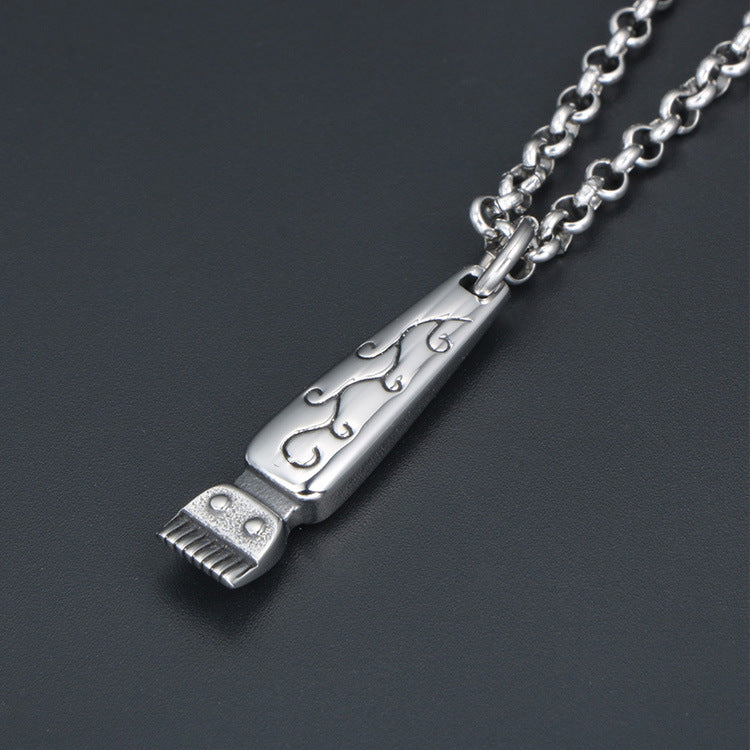 Retro Punk Titanium Steel Razor Pendant Necklace for Men