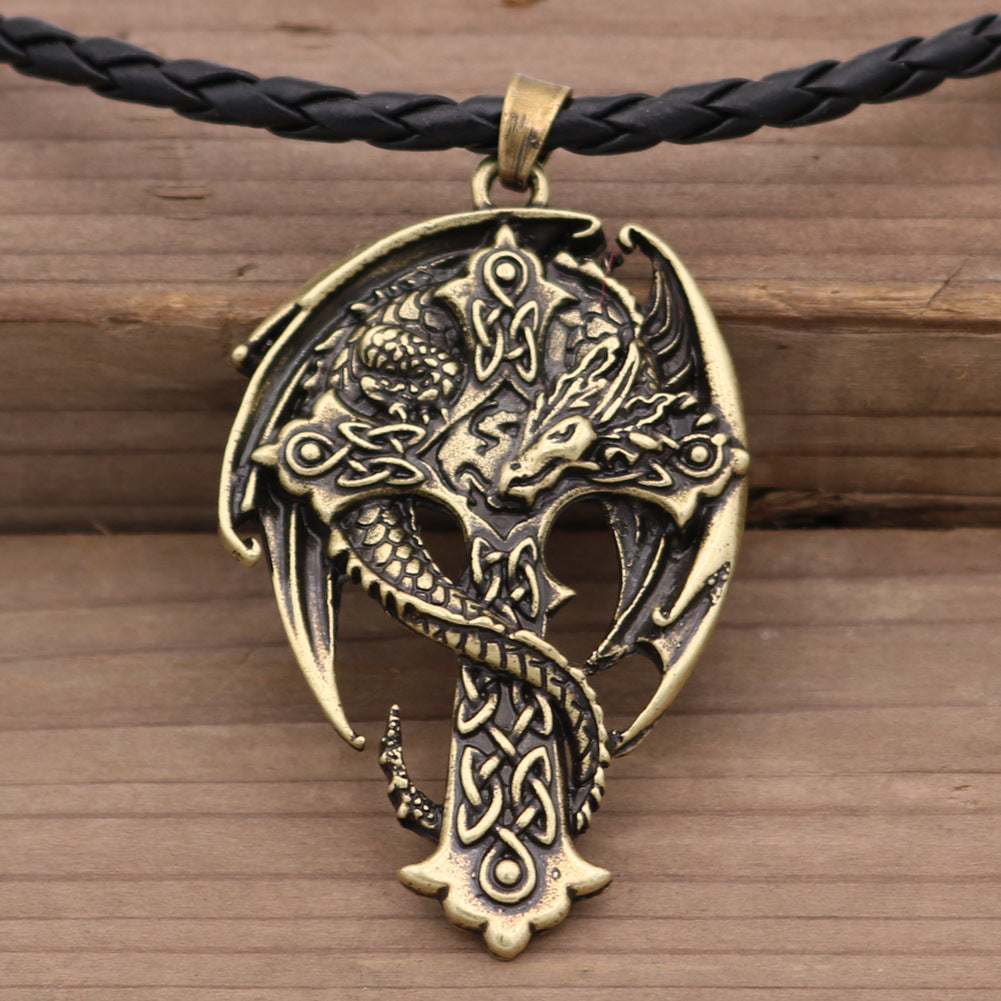 Guardian Viking Totem Dragon Wing Metal Necklace - Norse Legacy