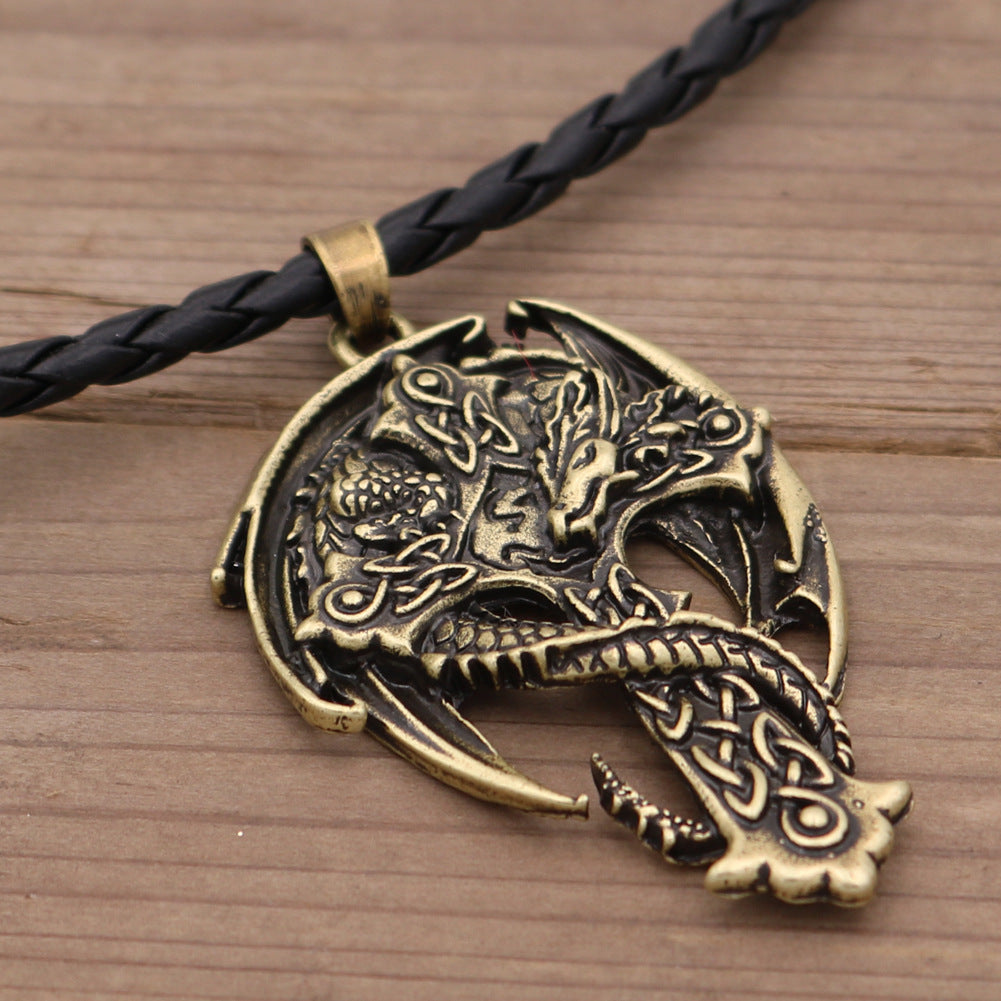 Guardian Viking Totem Dragon Wing Metal Necklace - Norse Legacy