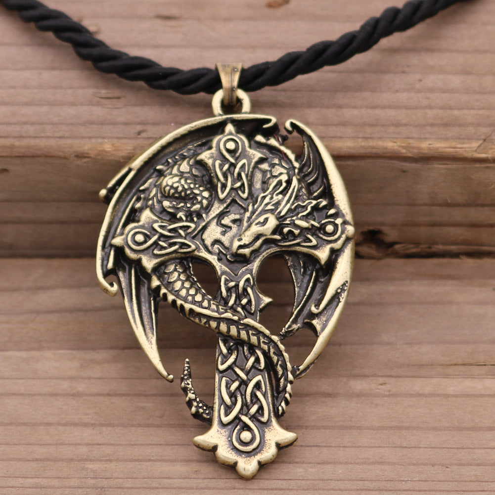 Guardian Viking Totem Dragon Wing Metal Necklace - Norse Legacy