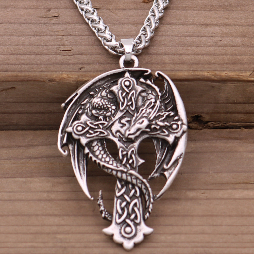 Guardian Viking Totem Dragon Wing Metal Necklace - Norse Legacy